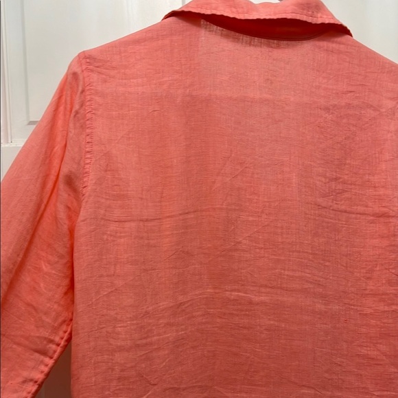 Lilly Pulitzer 100% Linen Salmon Pink Collared Long Sleeve Blouse - Size Small - Picture 9 of 13